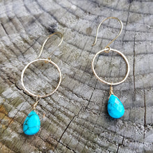 Load image into Gallery viewer, Turquoise Hoops