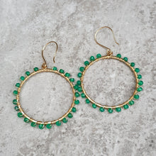 Load image into Gallery viewer, Green Onyx Hoops