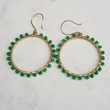 Load image into Gallery viewer, Green Onyx Hoops