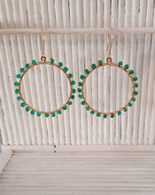 Load image into Gallery viewer, Green Onyx Hoops