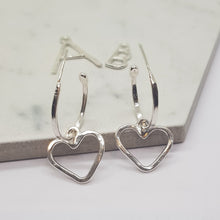 Load image into Gallery viewer, Heart Charm Hoops