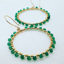 Load image into Gallery viewer, Green Onyx Hoops